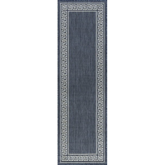 Tayse Eco Area Rug ECO1005 Transitional Navy Solid Angled 2' 2" x 7' 3" Rectangle
