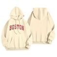 thumbnail image 4 of Bibifish Hoodies For Women Boston City Letter Print Hoodies Long Sleeve Drawstring Hoodies Oversized Fleece Pockets Pullovers, 4 of 4