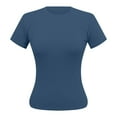 thumbnail image 4 of Trendy Women's T-Shirt Slim Fit Short Sleeve Round Neck Top for Yoga Casual Workouts Daily Wear Stretchy and Comfortable with Soft Line Design Ideal with Jeans or Skirts Women's Crew Neck Shirt Basic, 4 of 6