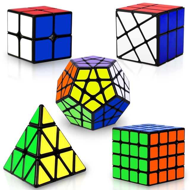 Speed ??Cube Set Puzzle Cube Magic Cube 2X2 4X4 Pyraminx Pyramid Megaminx Fenghuolun Puzzle Cube Juguete de Regalo para niños Adultos Paquete de 5
