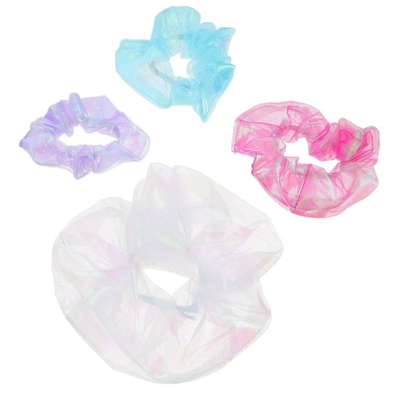STRANDCHIC 4Pcs Elastic Hair Ties Assorted Color Organza Mesh Hair Scrunchies for Ponytail Decoration