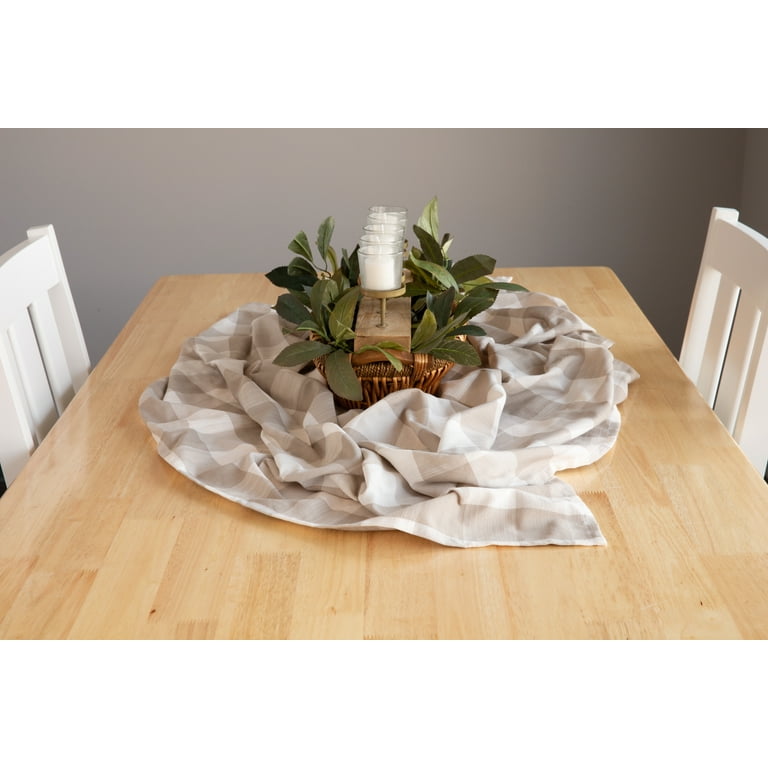 Beige Plaid Table Throw photo 5