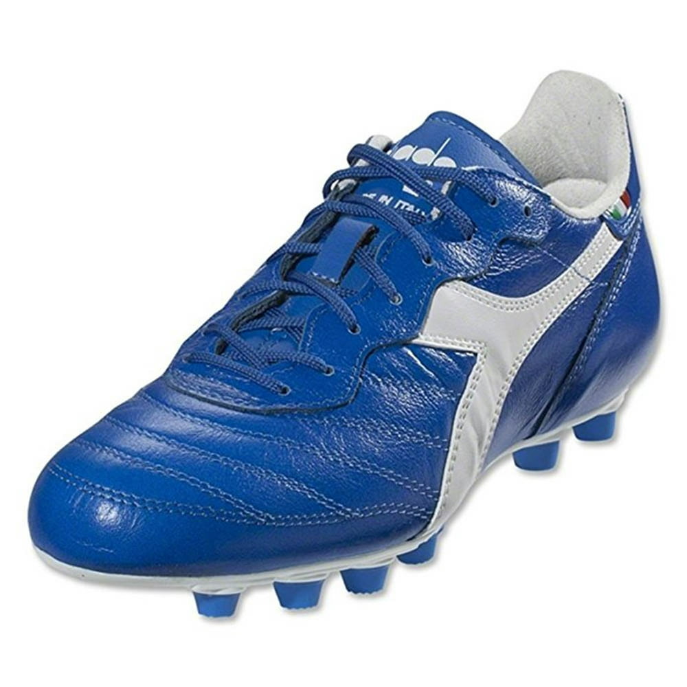 Diadora Men's Brasil Italy LT MD Soccer Cleats Blue Calf Leather Polyurethane 8 M