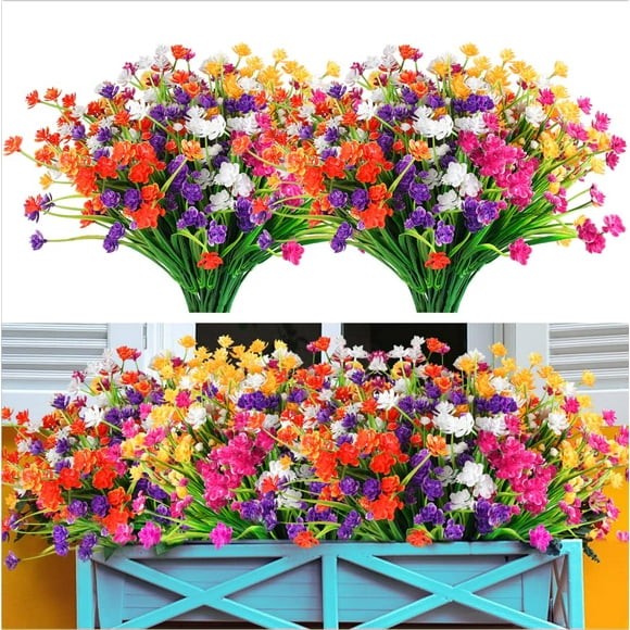 10pcs Artificial Camellia Flowers for Outside, UV Resistant Faux Flowers for Graveside Garden Home Wedding (5 Colors)