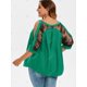 thumbnail image 3 of Grupo abierto de encaje de hombro curvo Hem más el tamaño de la blusa Rosegal Blusas Tallas Grandes, 3 of 5