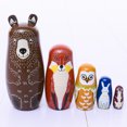 thumbnail image 1 of 5 piezas lindas muñecas anidadas grandes - Objetos pequeños de madera hechos a mano con diferentes patrones - Muñeca Matryoshka Muñecas de madera hechas a mano Patrón de animales de dibujos animados J, 1 of 5
