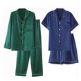 thumbnail image 3 of yunLCZ Silk Pajamas for Men Satin Pyjamas Women's Short 4 Piece Pyjamas Short Sleeve Sleepwear And Shorts Set Women Sets Leisure Suit Loungewear Nightshirt, 3 of 3