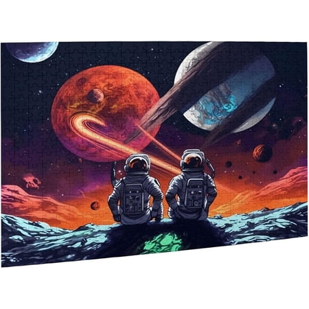 Puzzles For Adults 500 Pieces Space Astronaut Universe Planet Psychedelic Blacklight Galaxies Educational Game Toys Family Decoration Funny Wall Art Gift Jigsaw Puzzle