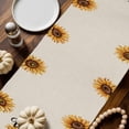 thumbnail image 6 of Fall Table Runner Thanksgiving Harvest Pumpkin Table Runners Maple Leaves Sunflower Linen Welcome Cotton Linen Dresser Scarf Kitchen Dining Table Decor for Fall Holiday Party Decor 13x90 Inch, 6 of 9