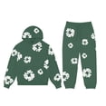 thumbnail image 1 of Venta de liquidación Chándal deportivo con capucha para mujer, ropa unisex de dos piezas para correr, jersey de manga larga, sudadera con capucha + conjunto de pantalones de chándal Verde L, 1 of 5