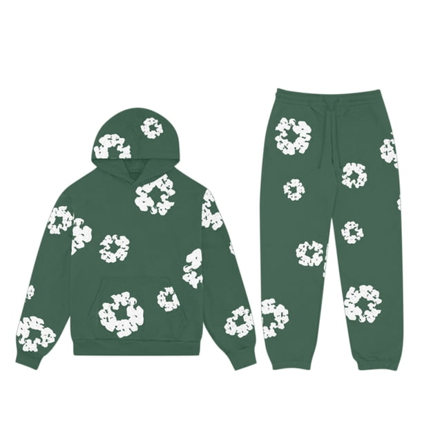 Venta de liquidación Chándal deportivo con capucha para mujer, ropa unisex de dos piezas para correr, jersey de manga larga, sudadera con capucha + conjunto de pantalones de chándal Verde L