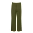 thumbnail image 3 of Sedceaty Women Solid Color Straight Trousers, Slim Fit High Waist Long Pants with Pockets for Spring, Autumn, 3 of 5