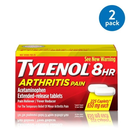 (2 Pack) Tylenol 8 HR Arthritis Pain Extended Release Caplets, Pain Reliever, 650 mg, 225
