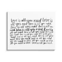 Stupell Industries Love All You Need Romantic Calligraphy Casual Cursive Graphic Art Gallery Wrapped Canvas Print Wall Art, Design by Grace Popp