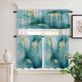 thumbnail image 6 of Bohemian Floral Texture Curtain Valances Set Blue Yellow Ethnic Retro Kitchen Curtains 36&nbsp;inch Length Rod Pocket Valance and Tiers 3 Piece Set Small Bedroom Bathroom Laundry Decor, 6 of 9