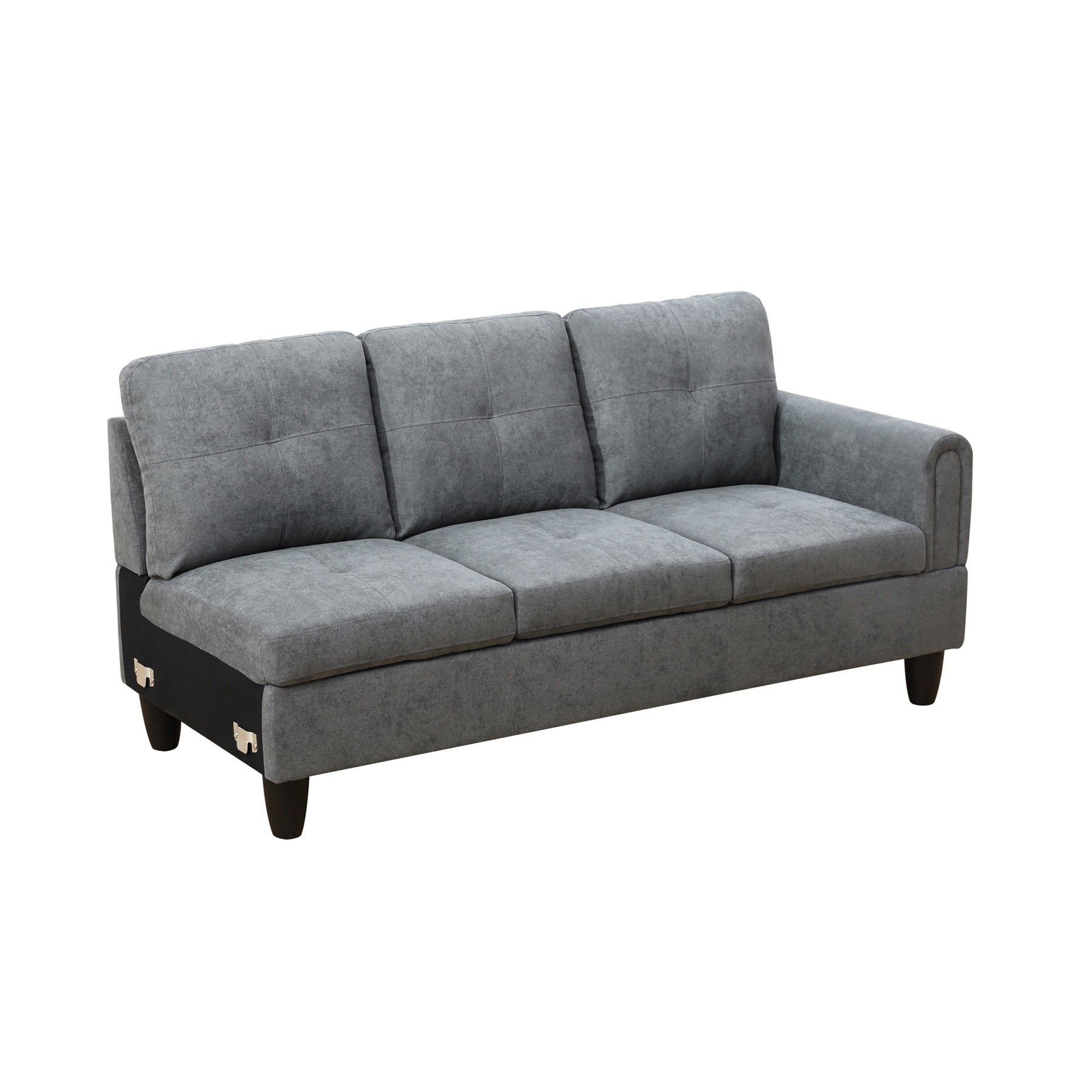 Hommoo Flannel L Shaped Sectional Couch and Sofa Set, Modern Living Room Furniture Set, Left Side, Dark Gray
