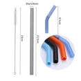 thumbnail image 3 of 12pcs Stainless Steel Straws Set Silicone Suction Nozzle Straw Reusable Chewy Drinking Straw (10 Mixed Color Straws+2 20cm Brushes), 3 of 8
