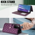 thumbnail image 5 of Case Wallet for Samsung Galaxy Note 20, [Wristlet & Crossbody Strap] RFID Blocking 5 Card Slots Stand [Shockproof TPU Shell] PU Leather Magnetic Flip Cover for Note 20, Darkpurple, 5 of 9