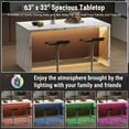 thumbnail image 3 of Hawsaiy 67" Modern LED Rectangle Dining Table Kitchen Island with Marble Top, 6 Seater Dining Table with Lights for Home, Kitchen, Office, White, 3 of 9