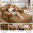 thumbnail image 5 of FFH 60" Chaise Lounge Chair Indoor, Convertible Sleeper Sofa Bed with Storage Pockets, Plush Corduroy Floor Lazy Sofa, Frameless Design, Camel, 5 of 12