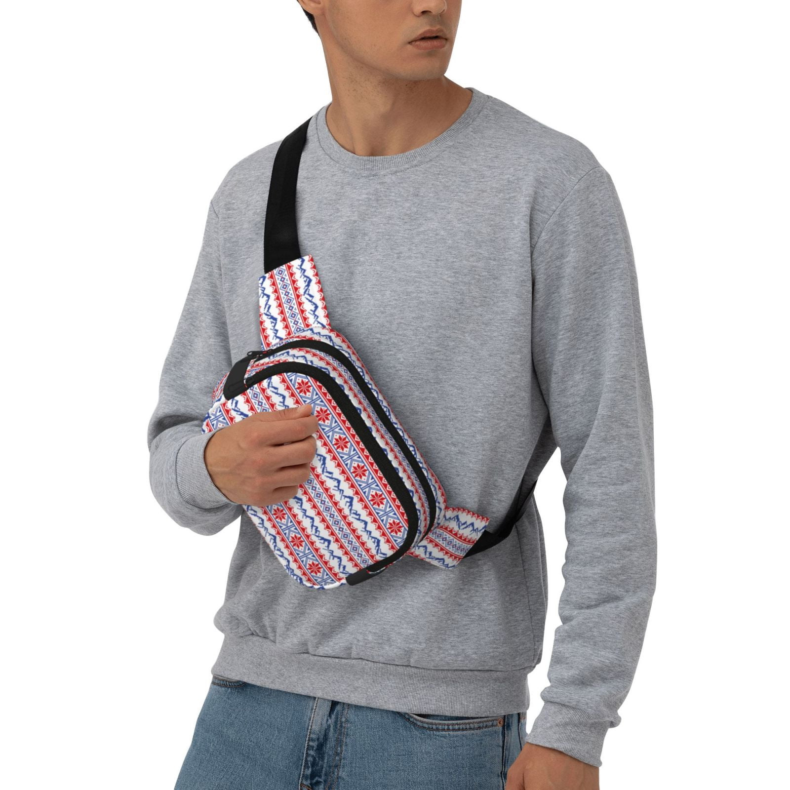 Picia red blue Snow Mountain Print Square Double-Layer Waist Bag Mini Adjustable Waist Belt Bag Exercise Running Travel Hiking