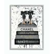 Stupell Industries Glam Fashion Book Stack Grey Bow Pump Heels Ink Graphic Art Gray Framed Art Print Wall Art, 11x14, by Amanda Greenwood