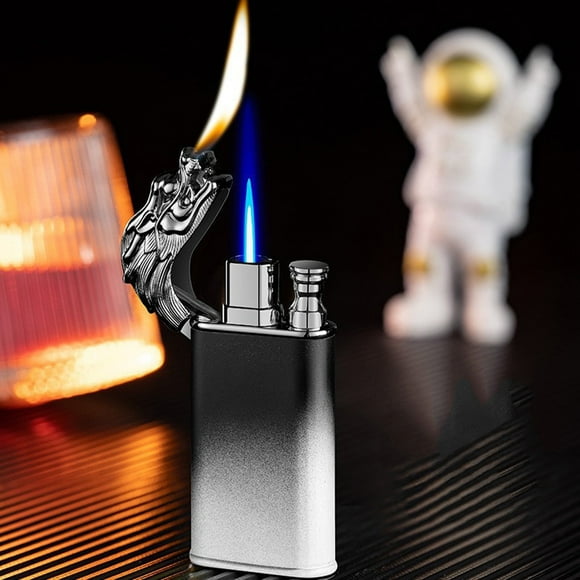 Double Fire Straight To Open Flame Conversion Metal Lighter Unique Shape Lighter Metal Lighter for Ignite, Cooking, Barbecue, Camping