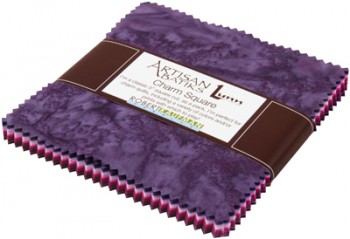 5' Charm Pack - Artisan Batiks Prisma Dyes Plum Perfect Colorstory by Lunn Studios for Robert Kaufman Purples Pinks Squares Fabric Bundle Quilter's Cotton Fabric Precuts (CHS-268-42) M517.67