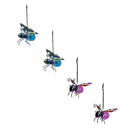 

Clearance! Hewann Insect Lights Garden Lamps Solar Powered Hanging Light Metal LED Outside With Bouncy Springs Solar Solar Fairy Lights For Outside Garden Decor 4Pcs Blue and Purple