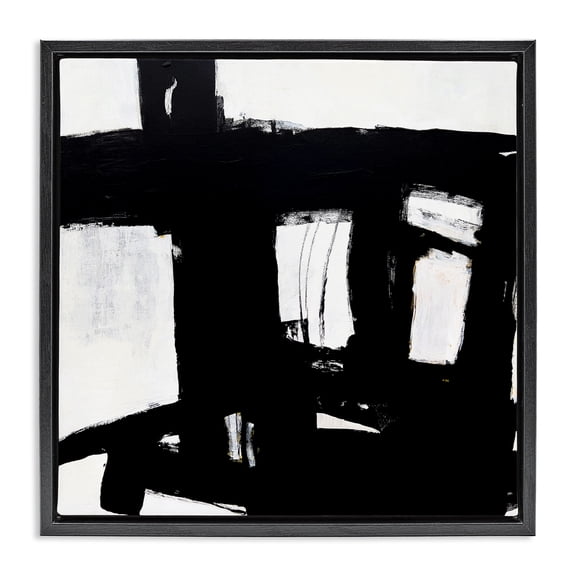 Stupell Industries Industrial Black Streaks Abstract Painting Black Floater Framed Canvas Art Print Wall Art, 18 x 18