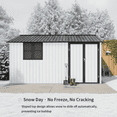 thumbnail image 4 of JXXRZ 12x10 FT Metal Storage Shed with Window, Shelves & Foldable Workbench, Lockable Garden Shed, White&Black, 4 of 10