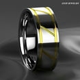 thumbnail image 2 of Tungsten Rings for Men Wedding Bands for Him Womens Wedding Bands for Her 8mm Silver Polish 18K Gold Line Inlay, 2 of 8