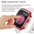 thumbnail image 2 of Étui Rigide avec Protecteur d'Écran en Verre Trempé Compatible avec Apple Watch Series 6 SE Series 5 Series 4 44mm, Rouge, 2 of 5