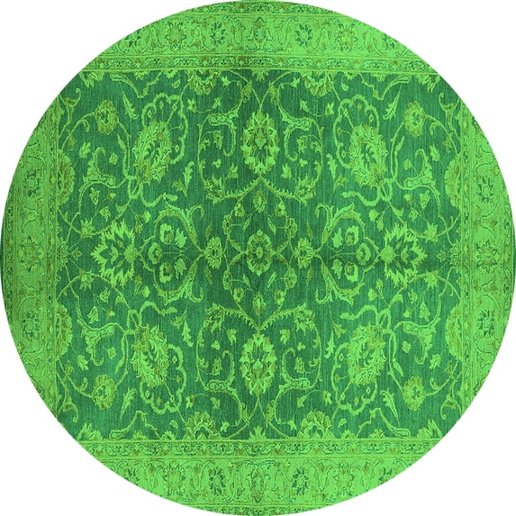 Ahgly Company Indoor Round Oriental Green Industrial Area Rugs, 6' Round