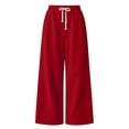 thumbnail image 2 of Lmnyox Kid's Sweatpants Wide Leg Solid Color Elastic Waist Drawstring Pants Open Bottom Trousers with Pockets, 2 of 8