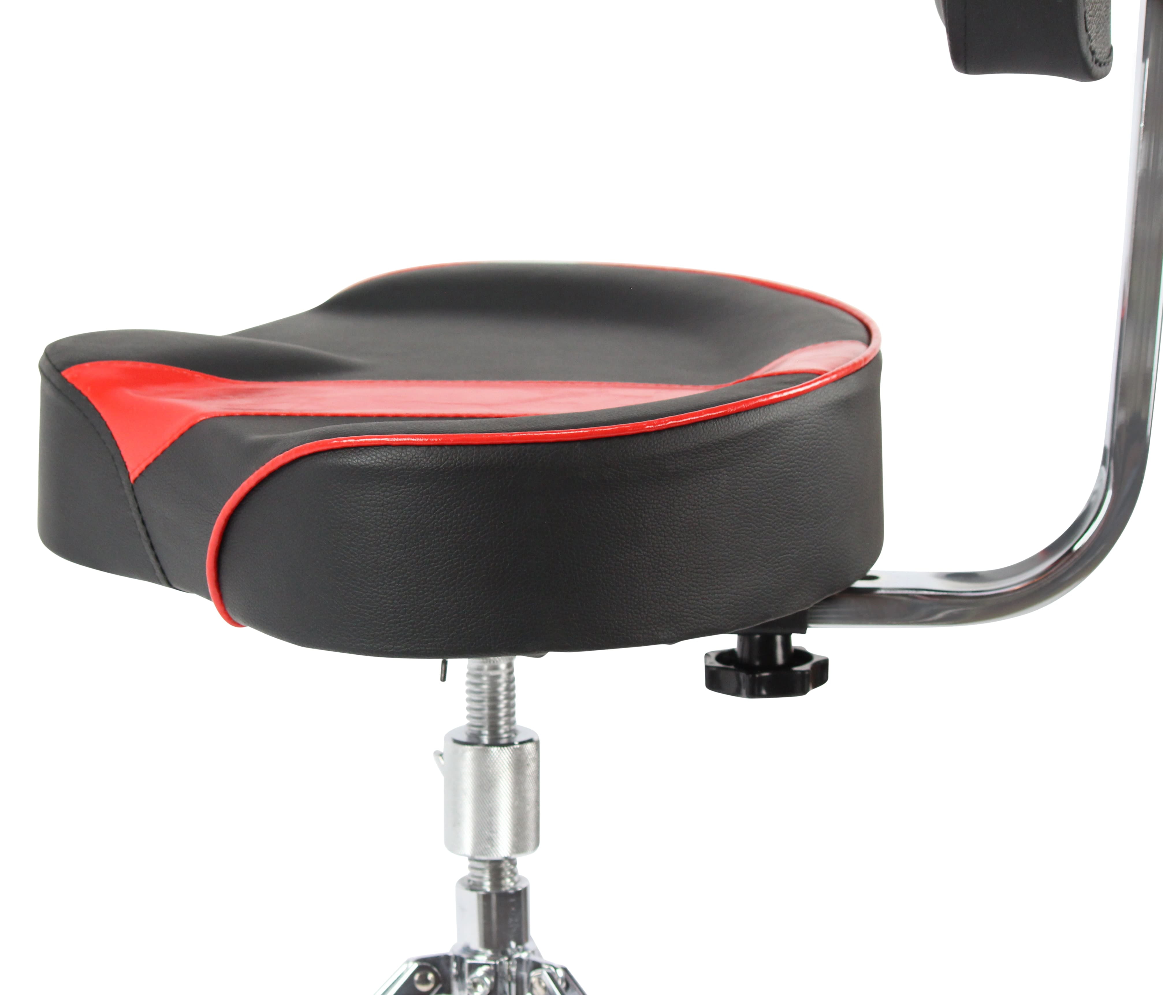 Griffin Drum Throne with Backrest Support Saddle Style Padded Leather Drummer Motorcycle Biker Seat Swivel Adjustable Height Music Drum Chair Musicians Guitar Stool Percussion Tractor Top