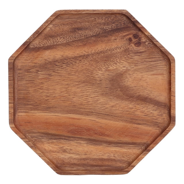Bandeja para servir de madera Natural Octangle, plato de madera, servidor de comida para té, platos, soporte para bebidas y agua