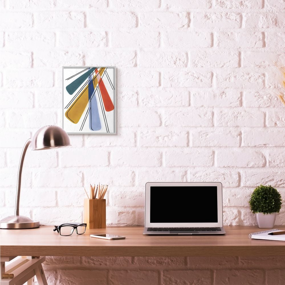 Stupell Industries Abstract Color Rays Yellow Blue Red Design Framed Wall Art by Daphne Polselli