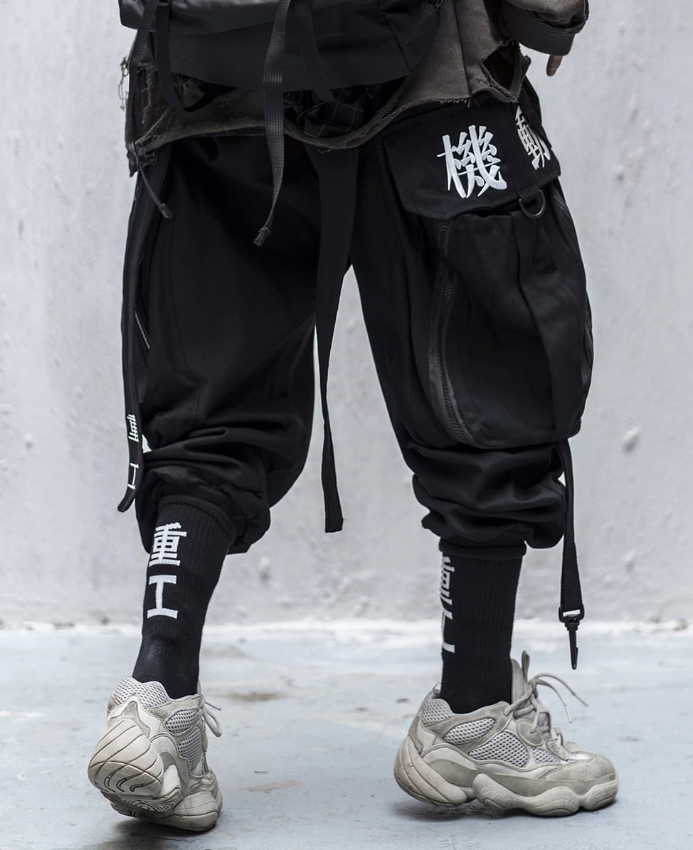 Niepce Inc Black Japanese Streetwear Baggy Cargo Men's Techwear Pants 