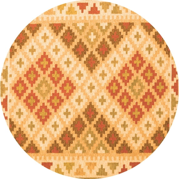 Ahgly Company Indoor Round Southwestern Orange Country Area Rugs, 4' Round