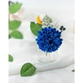 thumbnail image 2 of Artificial Wedding Dahlia Flowers 25pcs Fake Foam Roses with Stem for Wedding Bouquets Centerpieces Arrangements Decoration(Royal Blue), 2 of 5