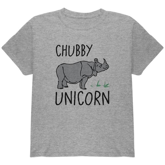 Rhino Chubby Unicorn Doodle Youth T Shirt Heather Youth X-SM