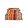 thumbnail image 3 of Time and Tru Women's Striped Straw Frame Clutch Handbag, Multicolor, 3 of 5