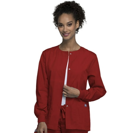 

Cherokee Workwear Prints Women s Scrubs Jacket Snap Front Warm Up 4350