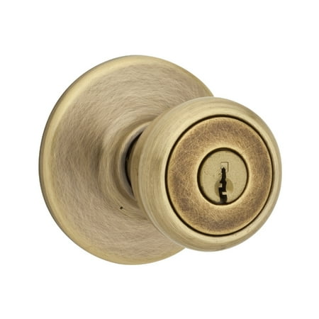 Brass Entry Lockset Key - Kwikset® 400T-5-SMT-6AL-RCS Tylo Entry Lockset with Smart Key, Antique Brass