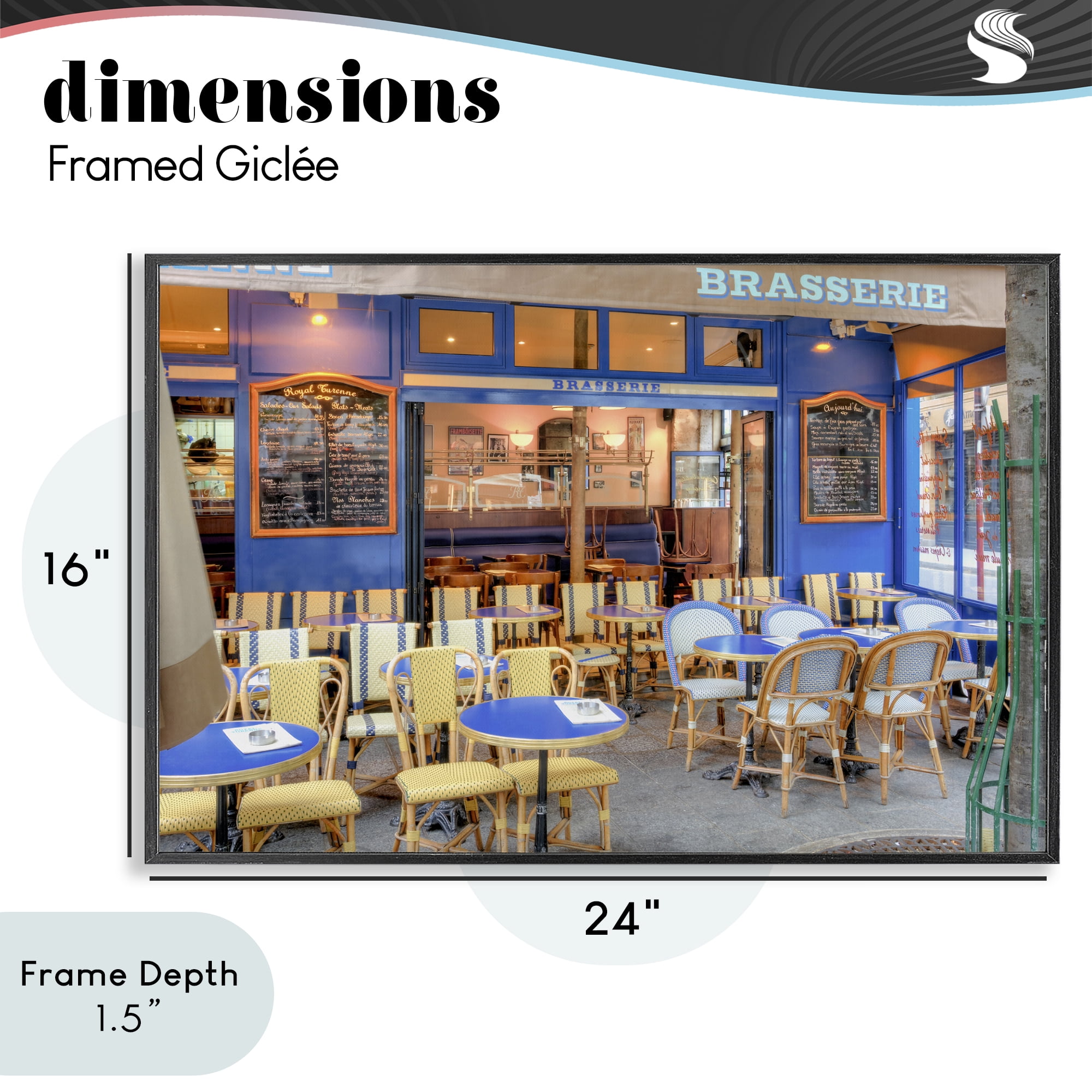 Stupell Industries Parisian Brasserie Terrace Black Framed Giclee Art, design by Alan Blaustein