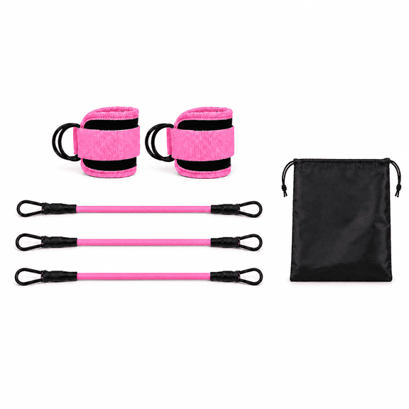 Hemivara Ankle Resistance Bands with Cuffs, 10/20/30 lb Leg & Glute Workout Equipment, Ankle Bands for Kickbacks, Pink