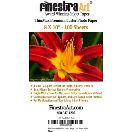 8" X 10" ThinMax Premium Luster Inkjet Photo Paper - 100 Sheets