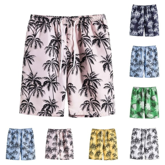 Jacenvly Mens Board Shorts Tropical Fashion Swim Trunks for Men Skin-Friendly Fashion Men's Elastic Waistband Beam Beach Line Belt Casual Sports Shorts Blue