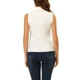 thumbnail image 3 of MODA NOVA Juniors Casual Tank Top Sleeveless Peter Pan Collar Chambray Shirt White XL, 3 of 6